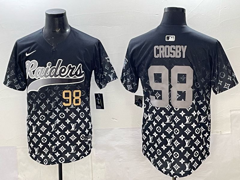 Men 2025 Nike Oakland Raiders 98 Crosby black Limited NFL Jersey 04